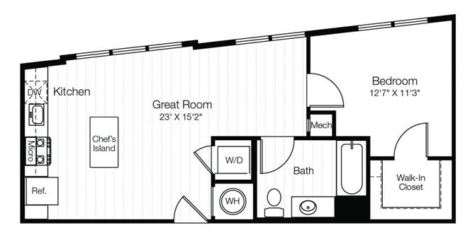 A5 1 Bedroom 1 Bath floor plan