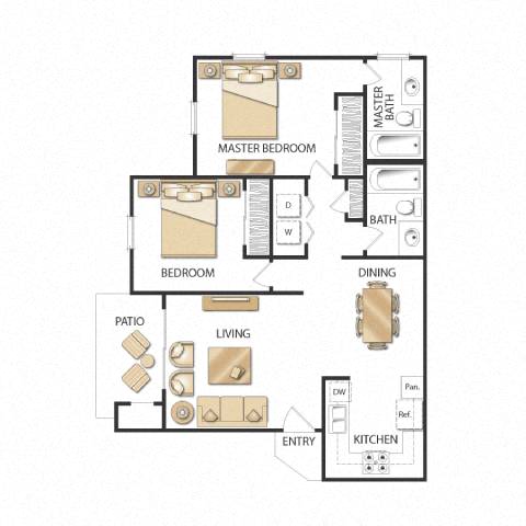 Plan B Two Bedrooms Renovated floor plan