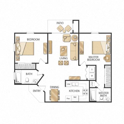 Plan C Two Bedrooms Renovated floor plan