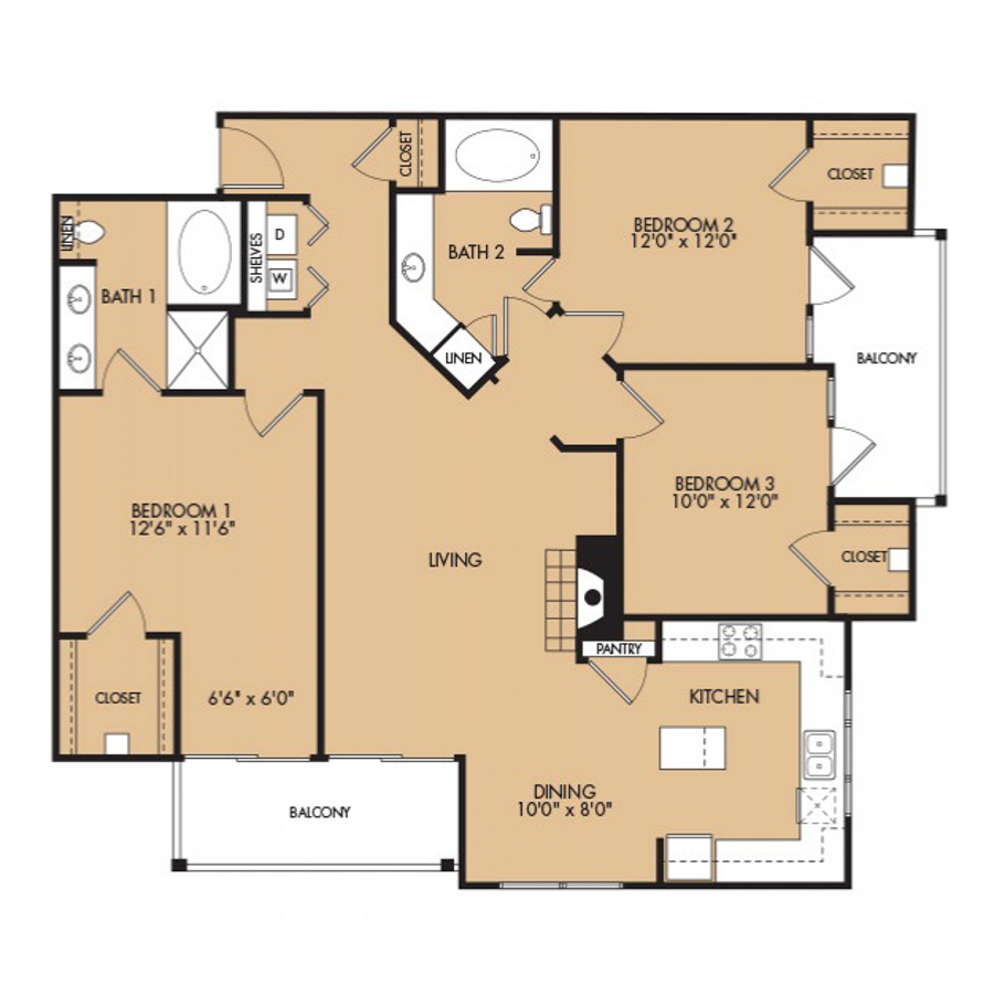 C1 LR - 3x2 floor plan
