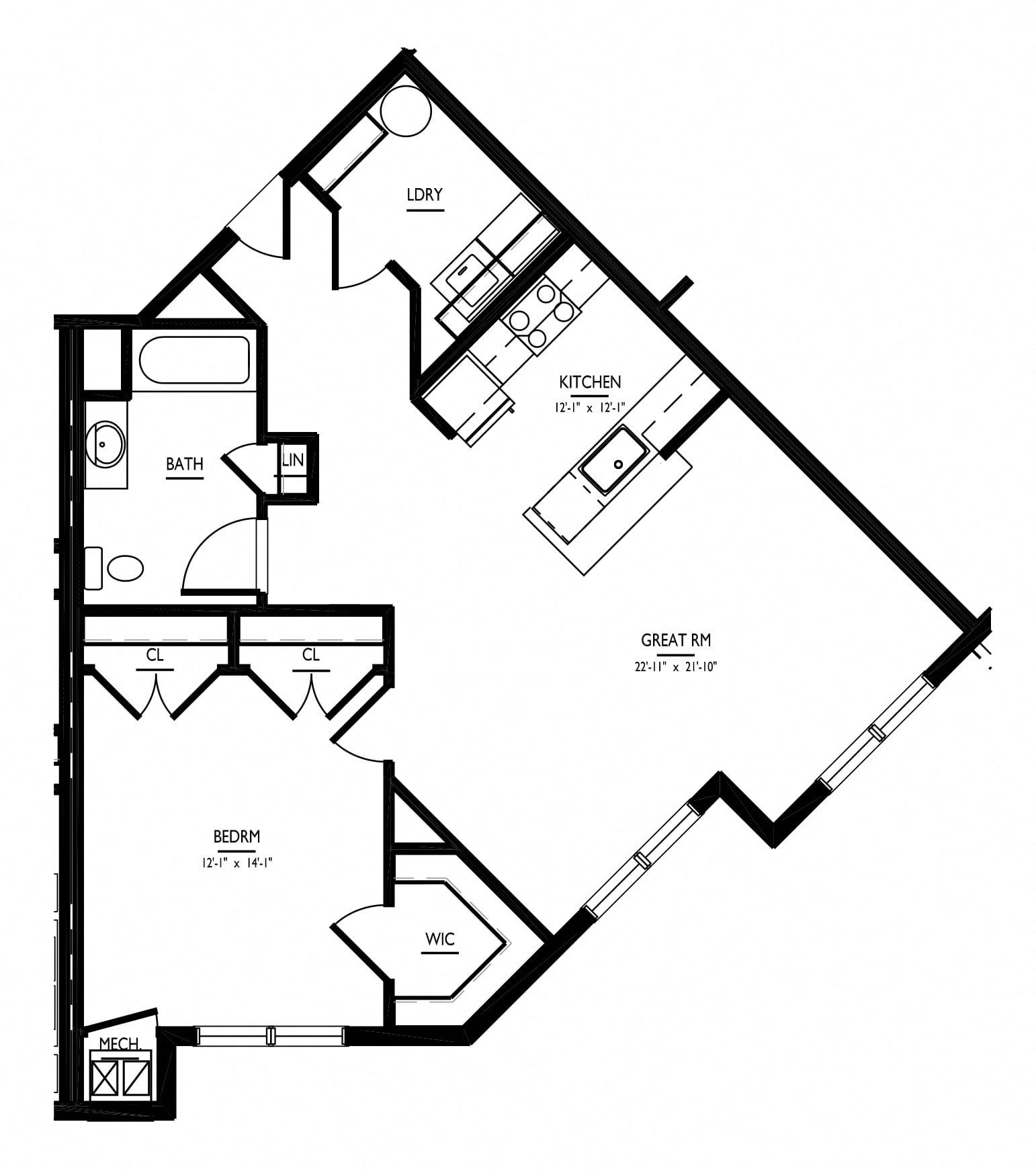 1 Bed/1 Bath-Ga Phase II floor plan
