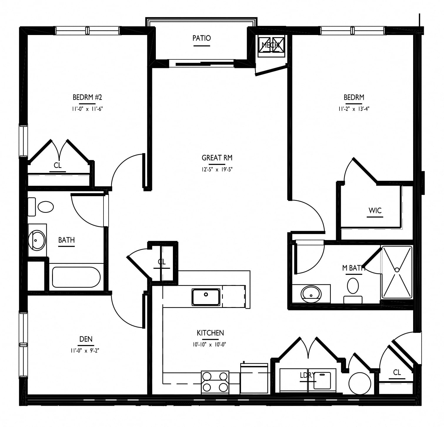 2 Bed/2 Bath Den-D Adapt Phase II floor plan
