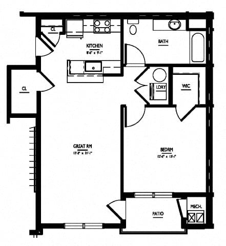 1 Bed/1 Bath-A Type A Phase V floor plan
