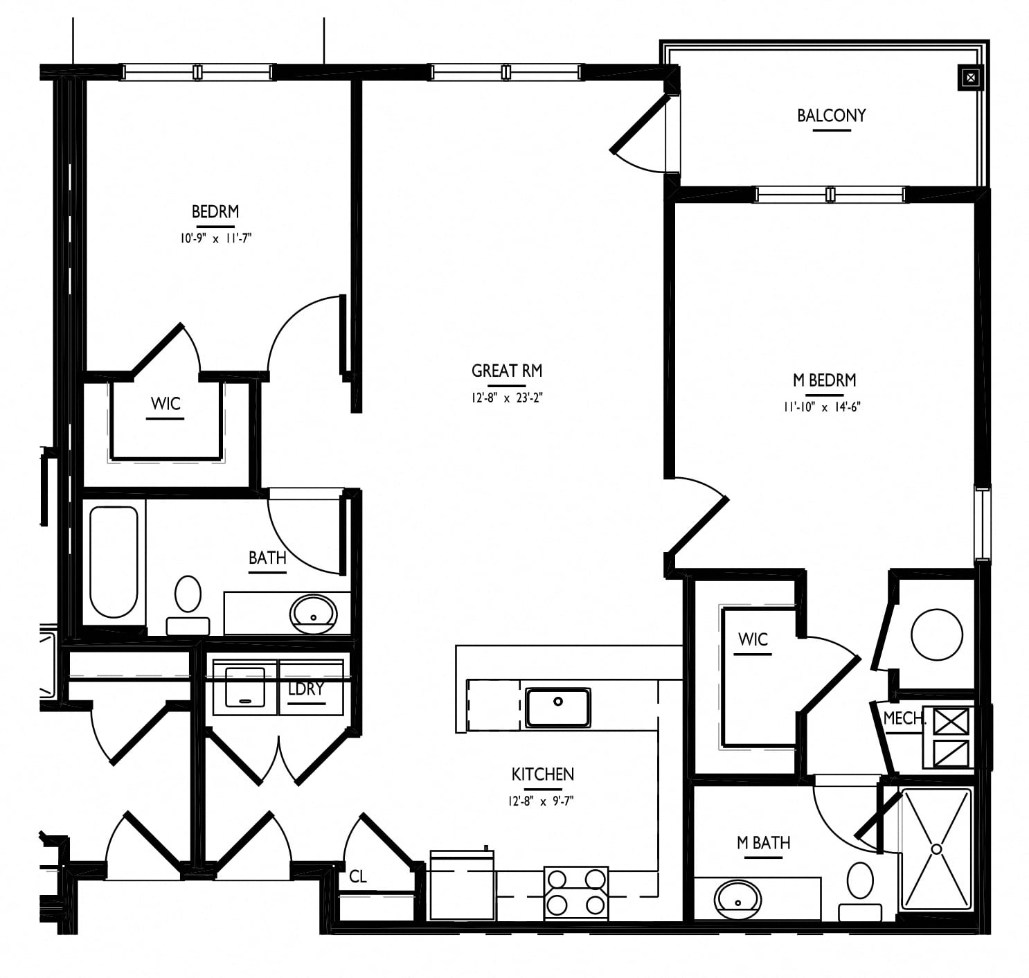 2 Bed/2 Bath-B Phase II floor plan