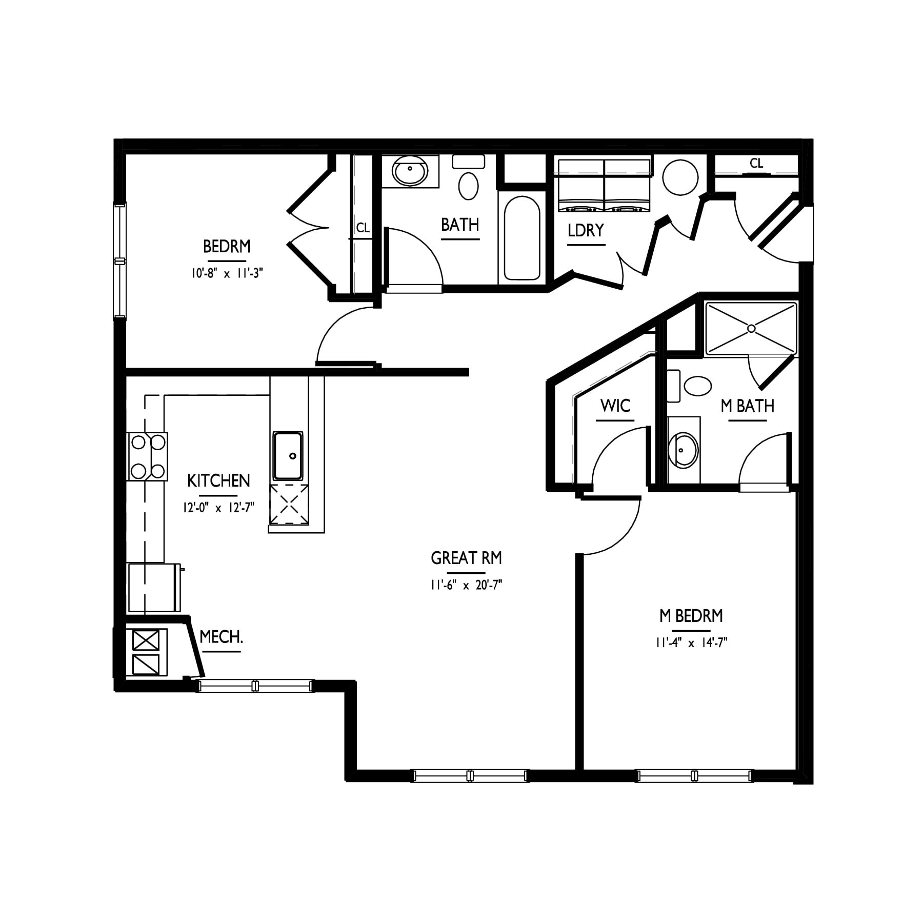 2 Bed/2 Bath-C Phase I floor plan