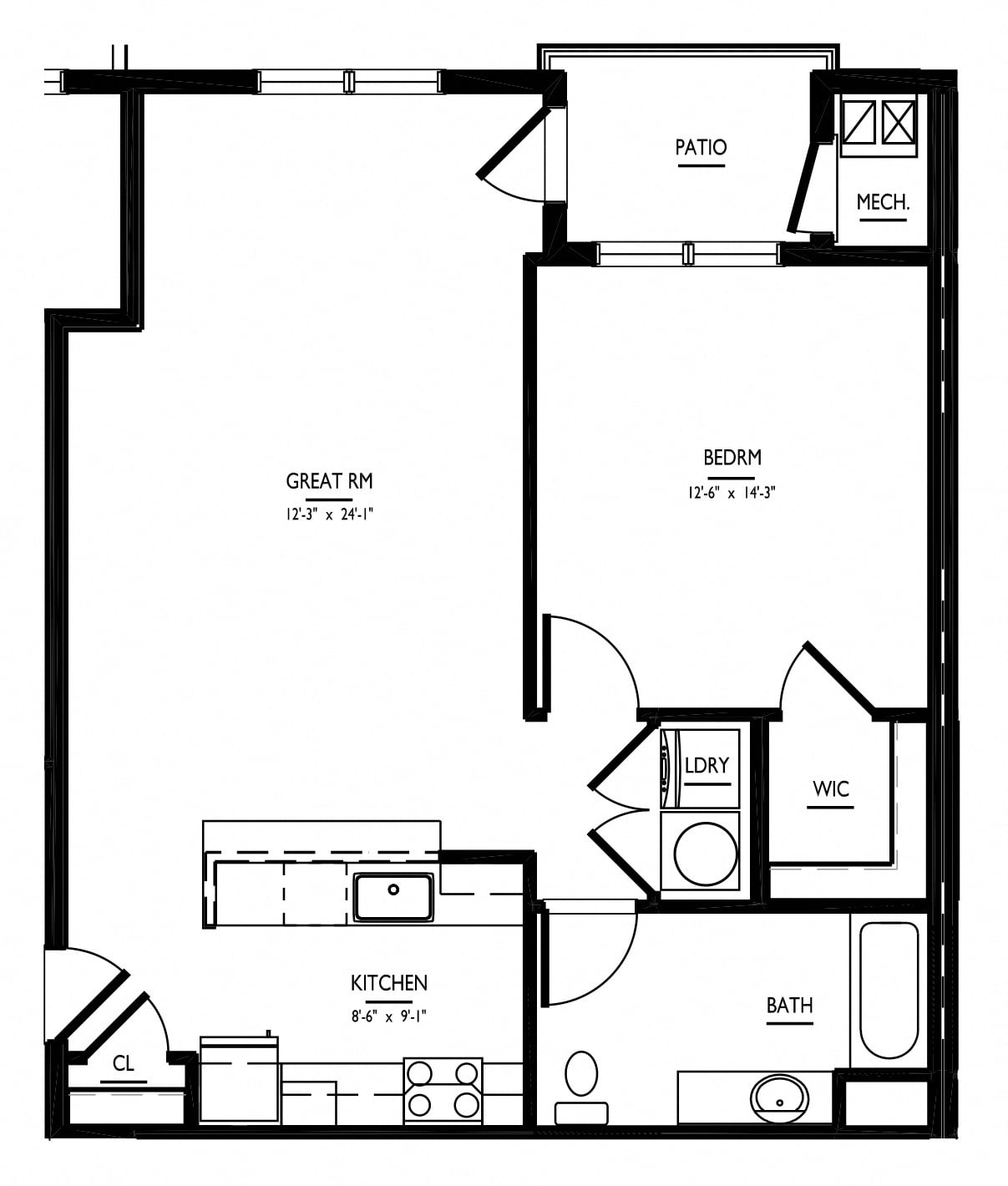 1 Bed/1 Bath-A3a Phase II floor plan