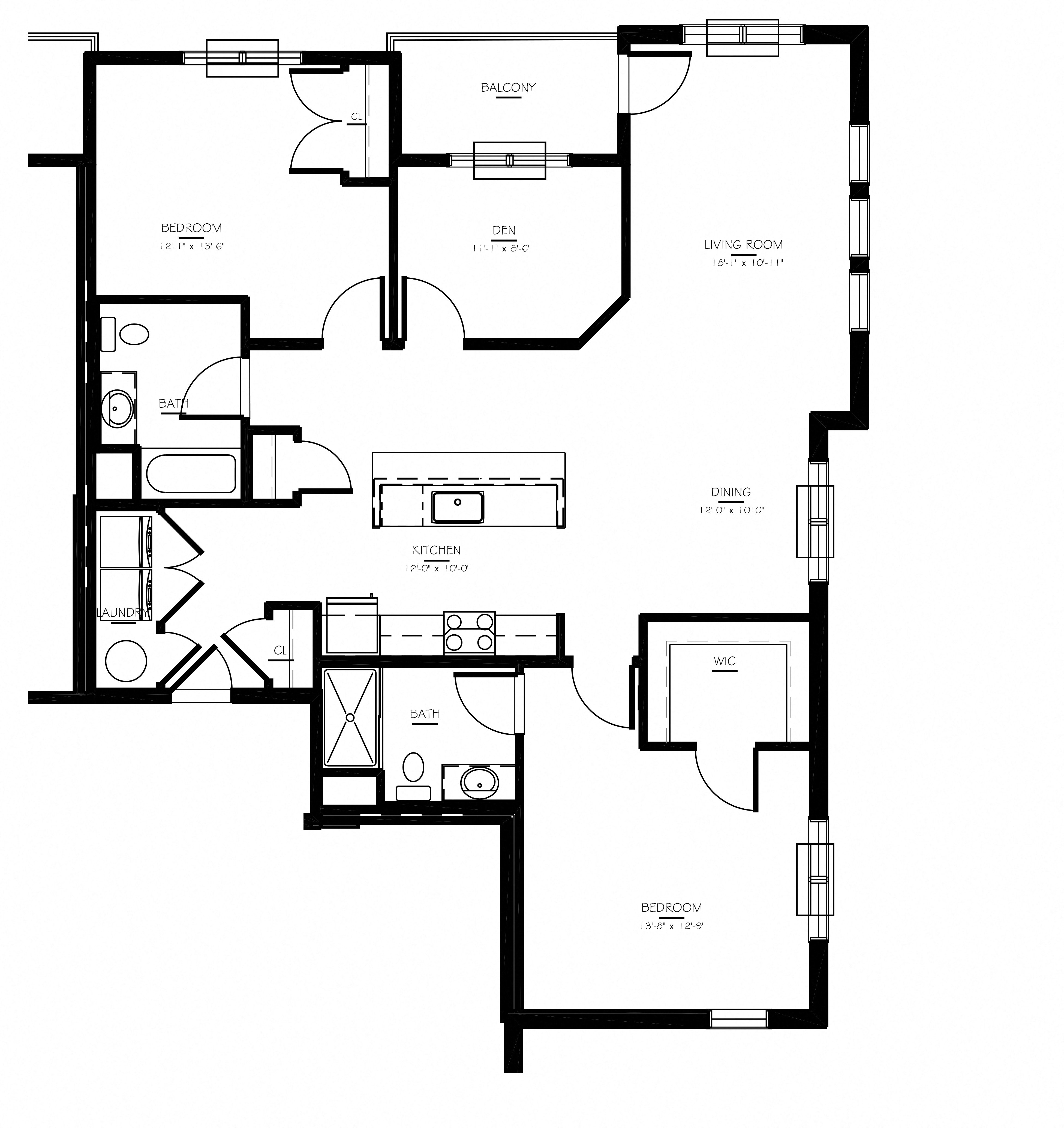 2 Bed/2 Bath Den-D-1 Type A Phase IV floor plan