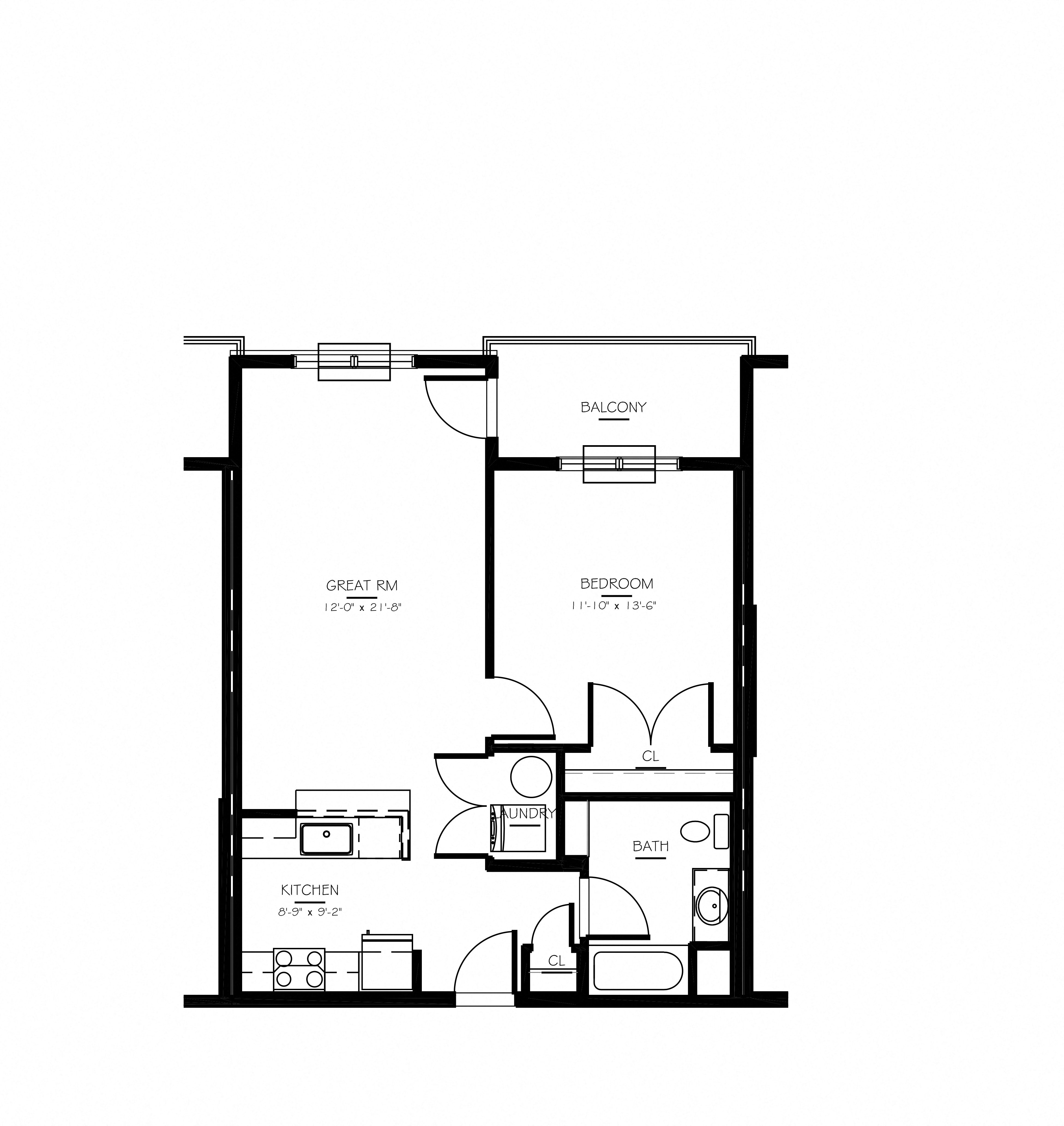 1 Bed/1 Bath-A-1 Type A Phase IV floor plan
