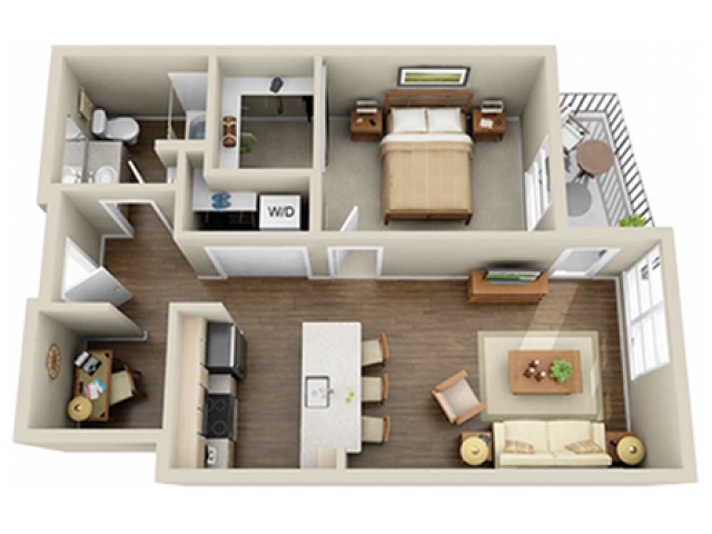 1x1 Den floor plan