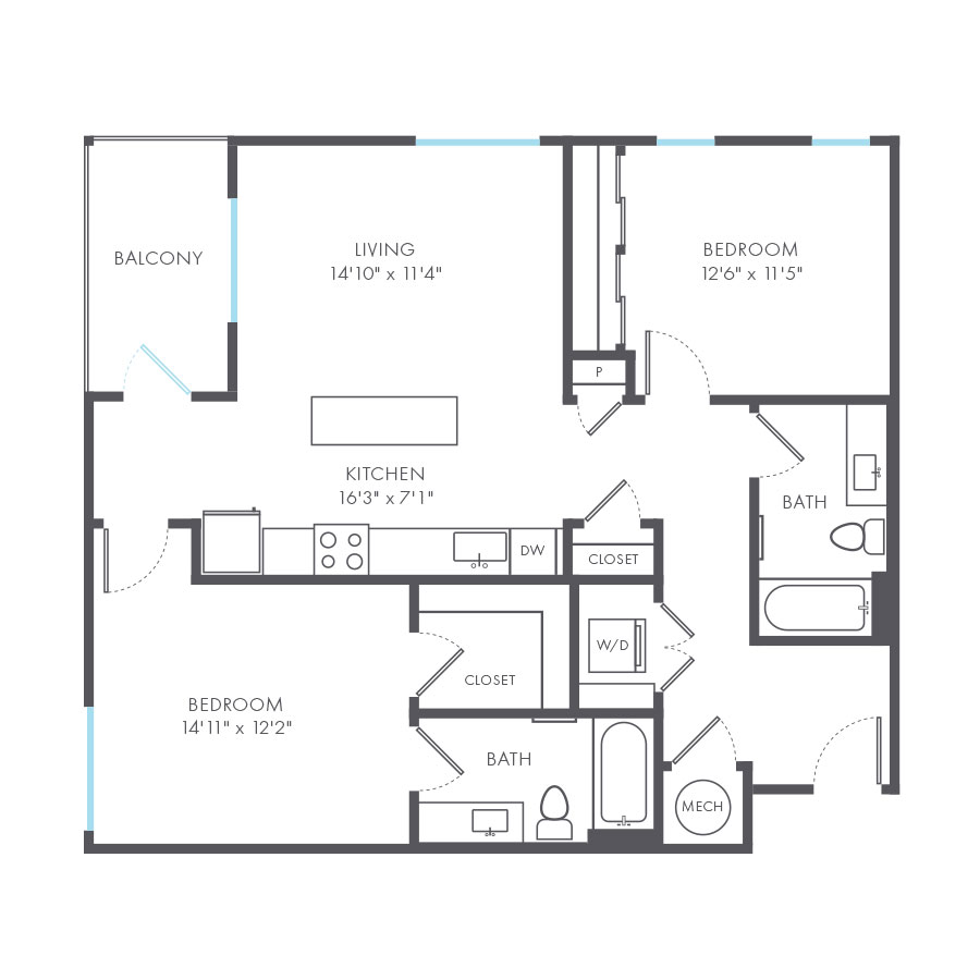 Herringbone floor plan