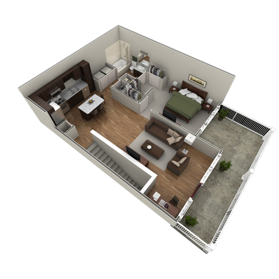 1 BR Designer Overlook floor plan
