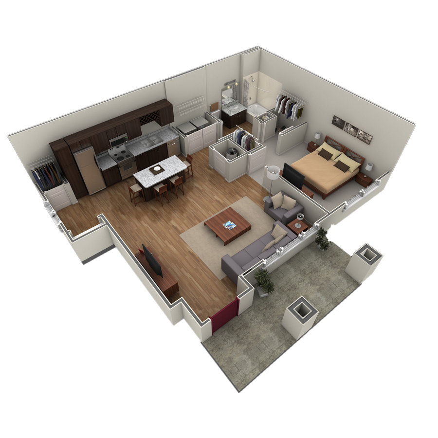 1 BR Grand Courtyard floor plan