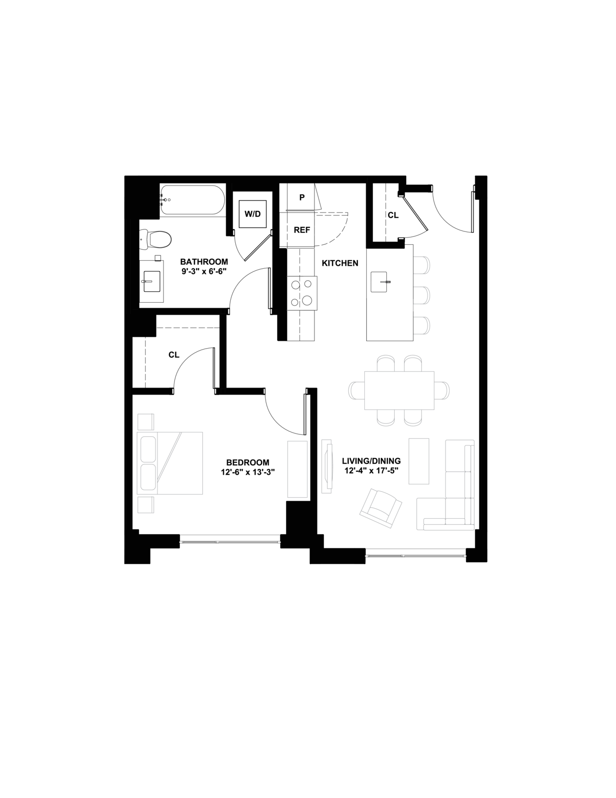 1B-PH floor plan