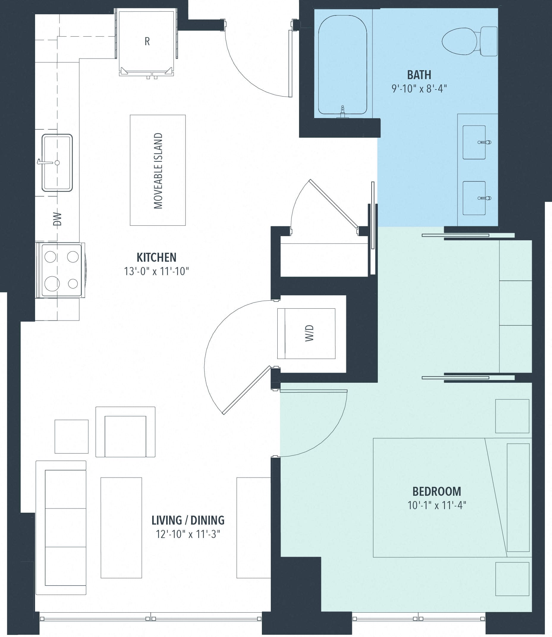 1 Bed/1 Bath-a10d floor plan