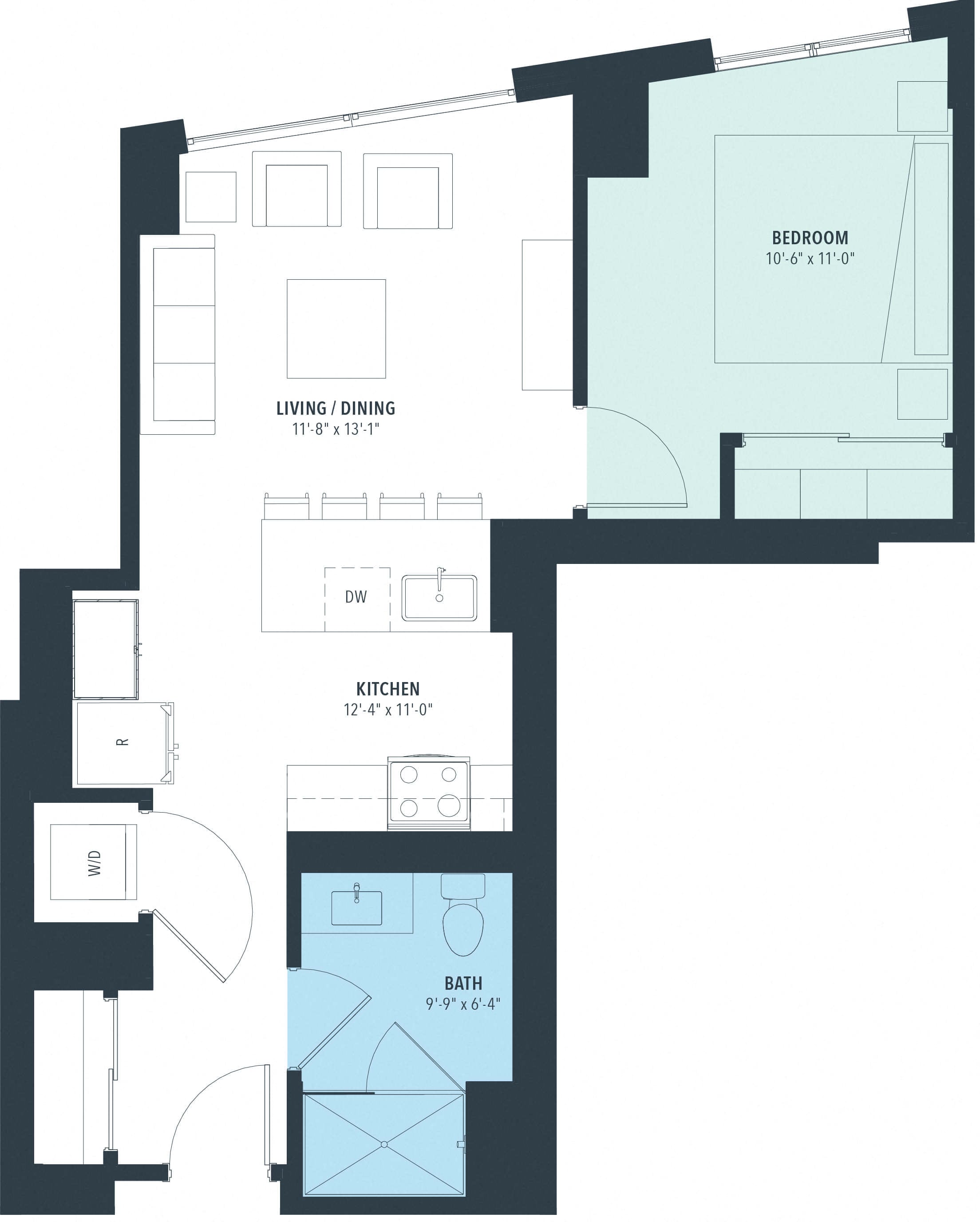 1 Bed/1 Bath-a10e floor plan