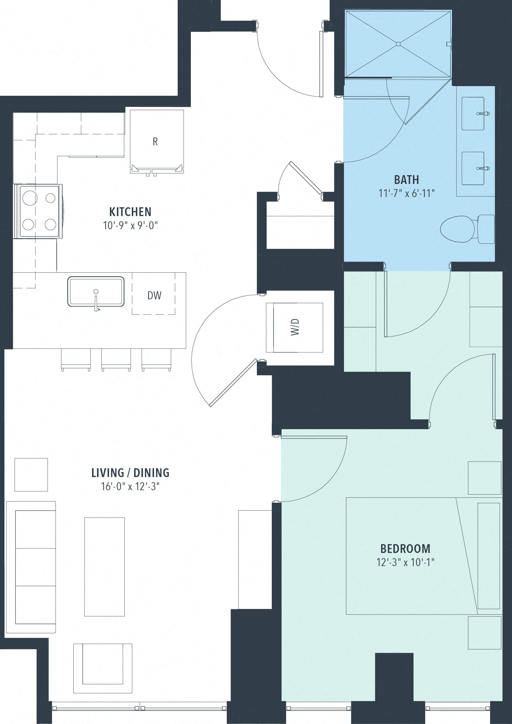 1 Bed/1 Bath-a10f floor plan