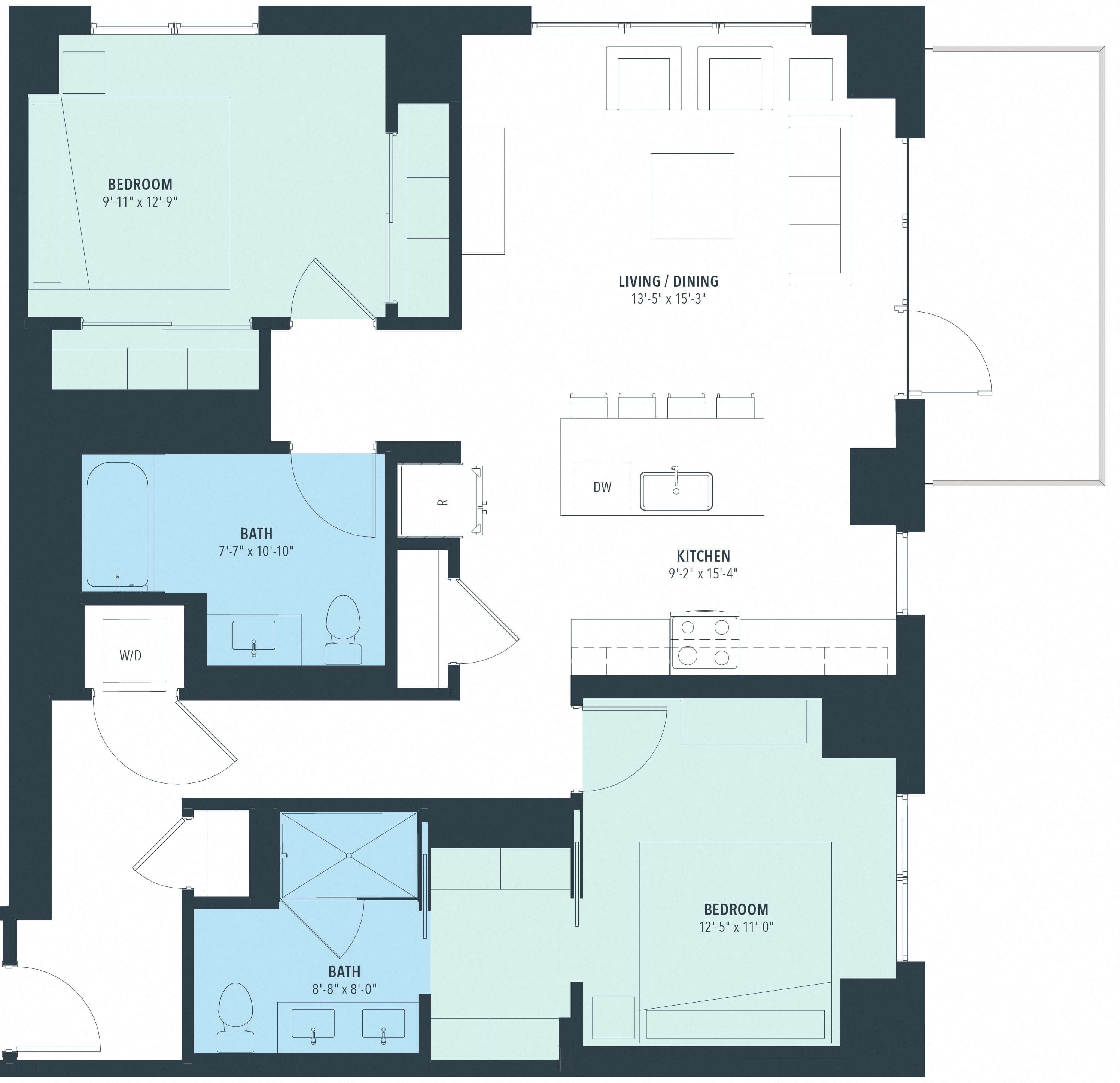 2 Bed/2 Bath-b20i floor plan
