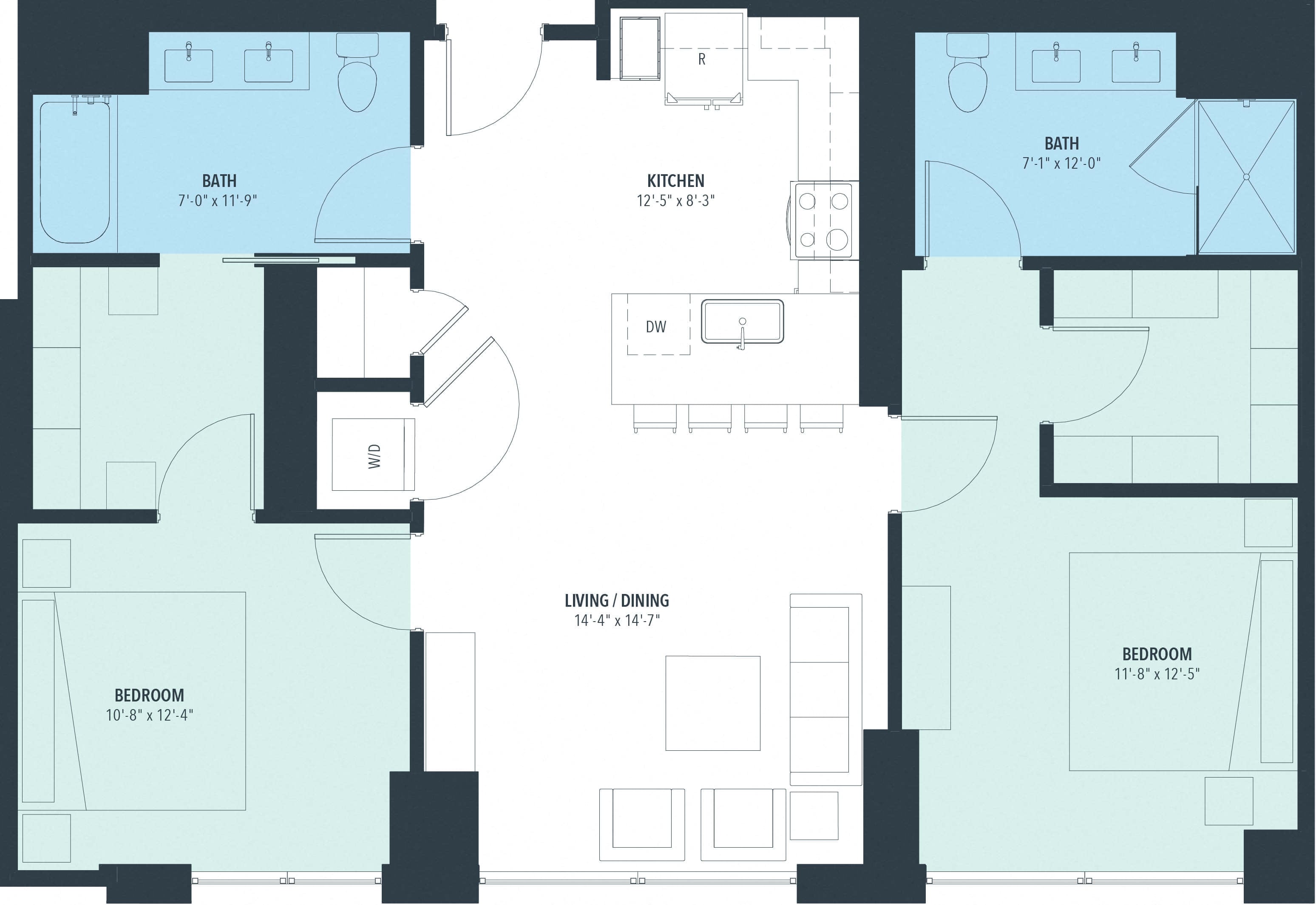 2 Bed/2 Bath-b20g floor plan