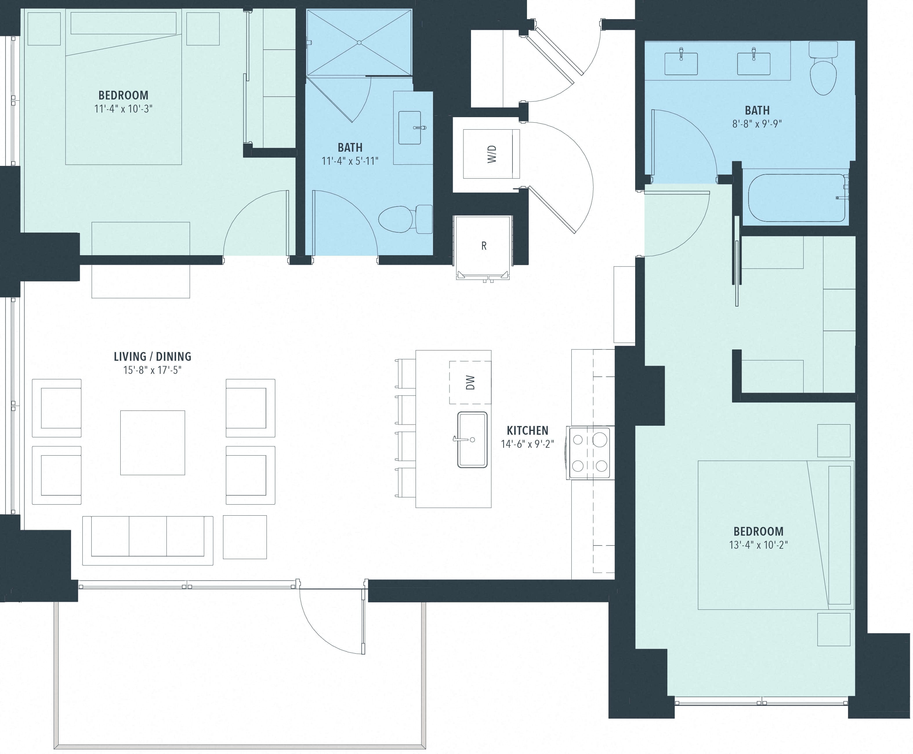 2 Bed/2 Bath-b20f floor plan