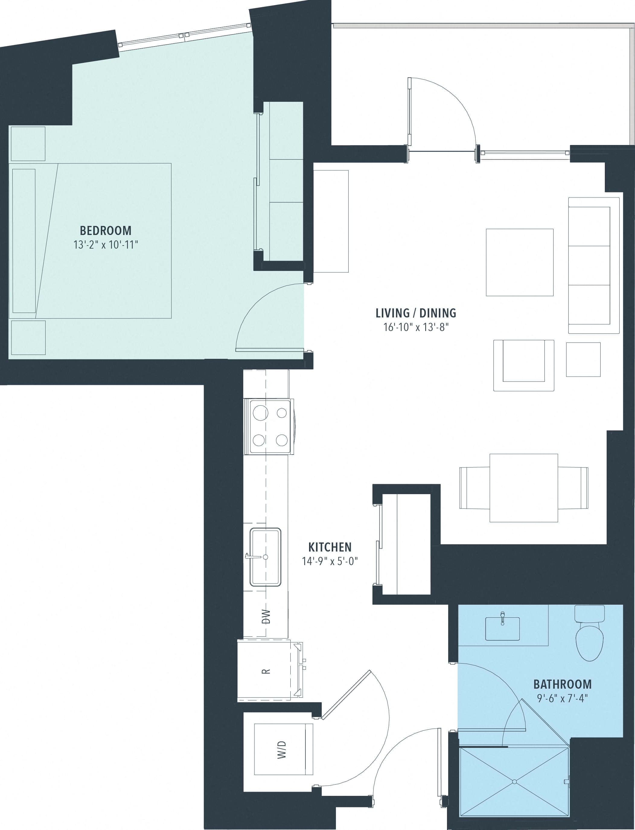 1 Bed/1 Bath-a10h floor plan