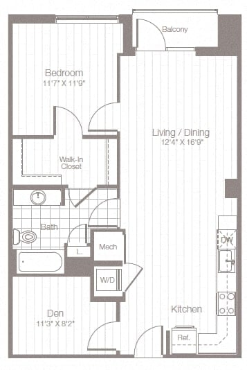 AD1 - One Bedroom w/ Den floor plan