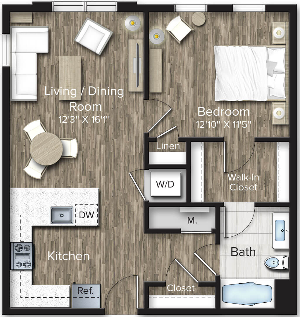 1 Bed/1 Bath-A7 floor plan