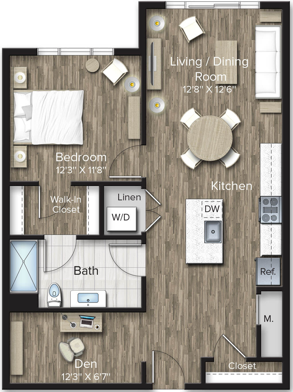 1 Bed/1 Bath Den-AD9 floor plan
