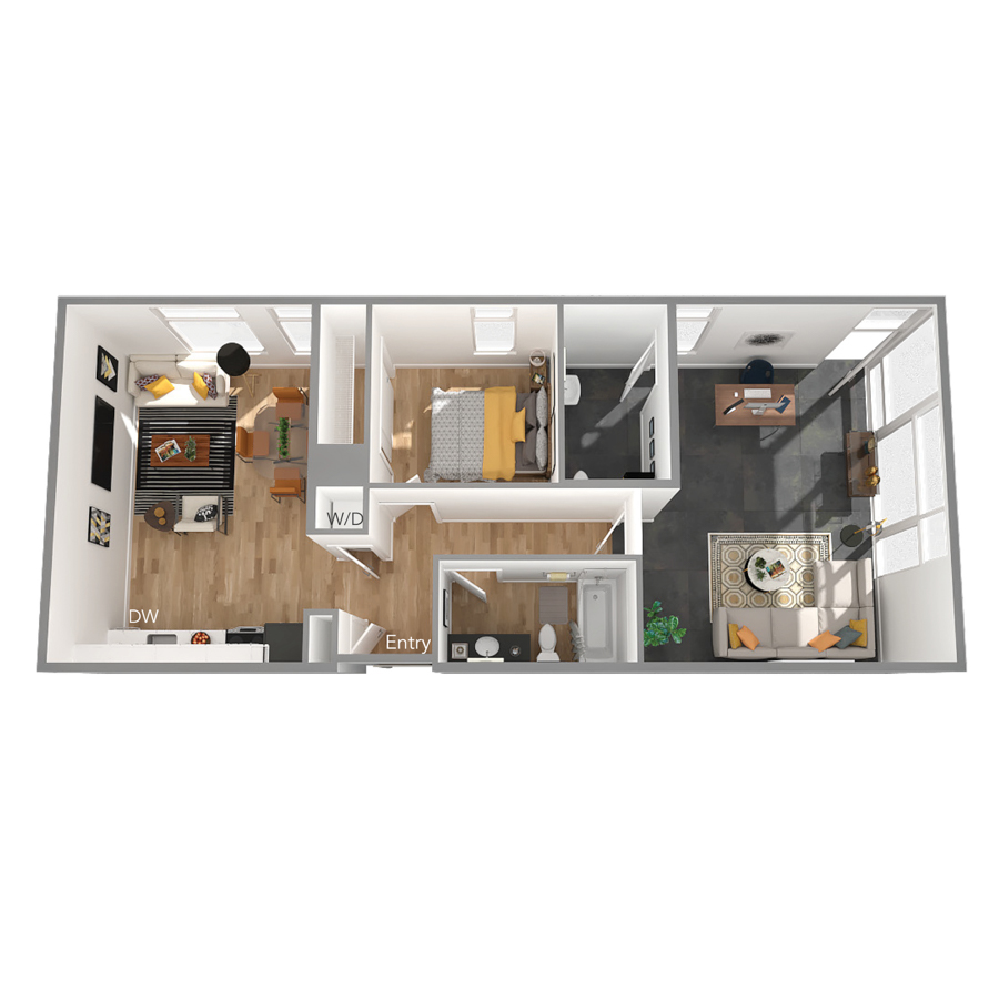 1x1.5 LW floor plan
