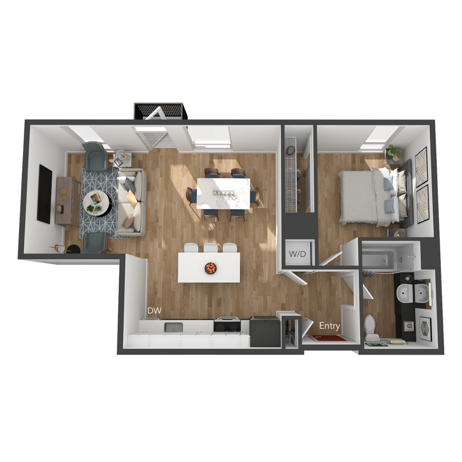 1x1 M floor plan