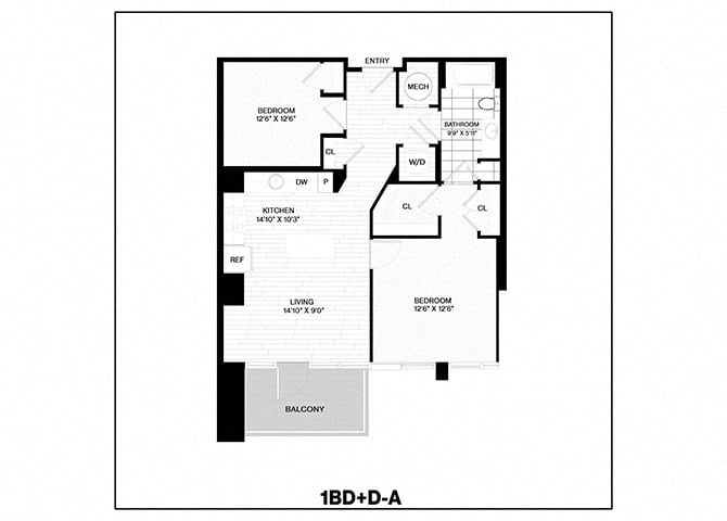 1 Bed/1 Bath Den-A floor plan