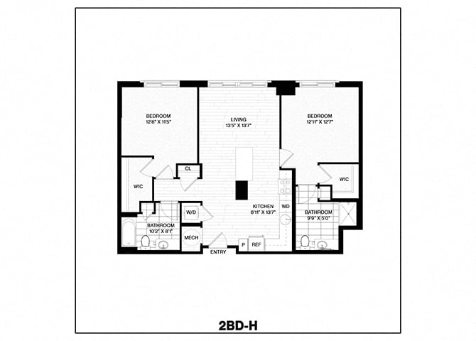 2 Bed/2 Bath-H floor plan