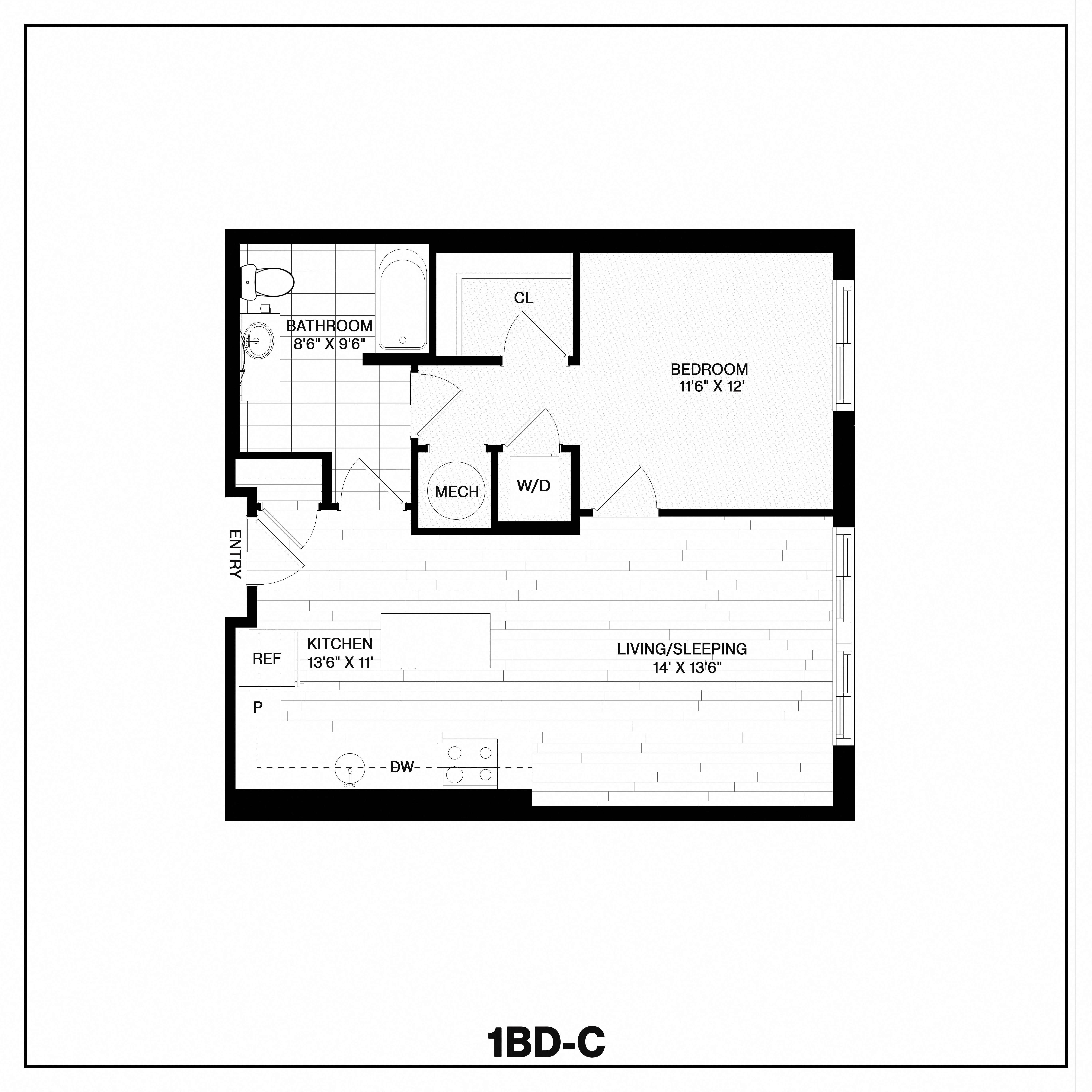 1 Bed/1 Bath-C floor plan