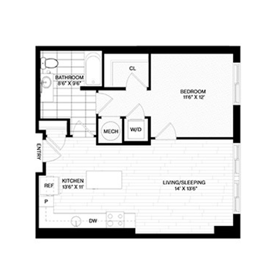 1BD-C1 floor plan