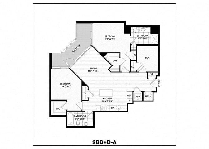 2 Bed/2 Bath Den-A floor plan