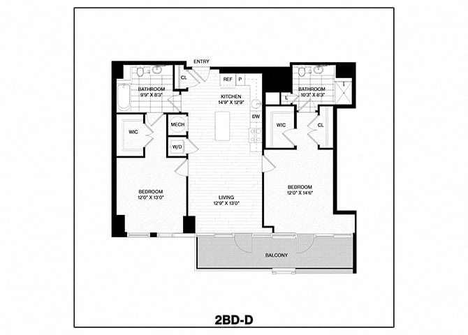 2 Bed/2 Bath-D floor plan