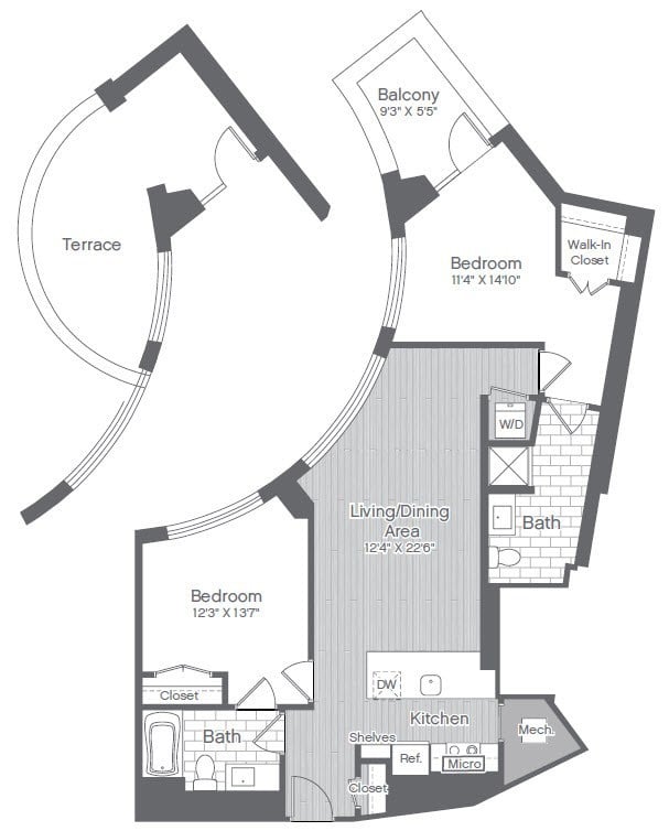 2 Bed/2 Bath-B3 floor plan