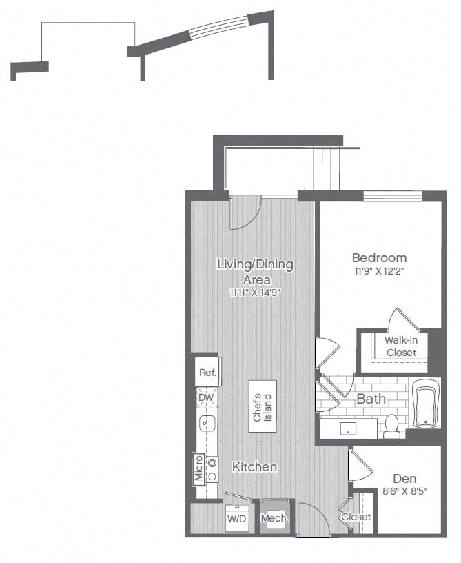 1 Bed/1 Bath Den-B1NB floor plan