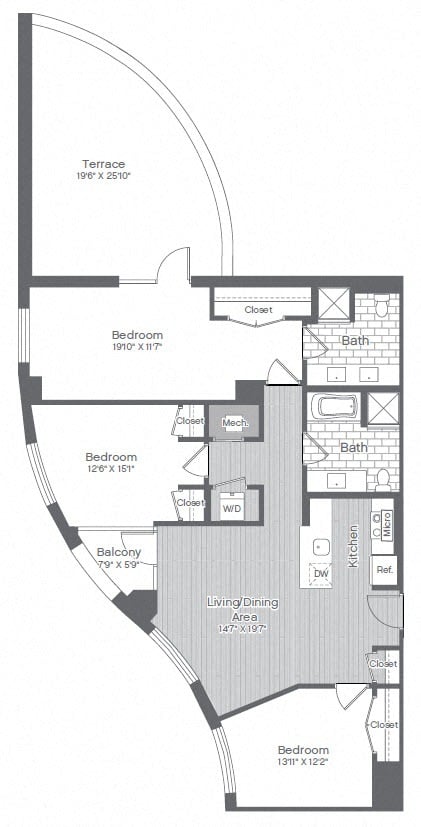 3 Bed/2 Bath-B12 floor plan