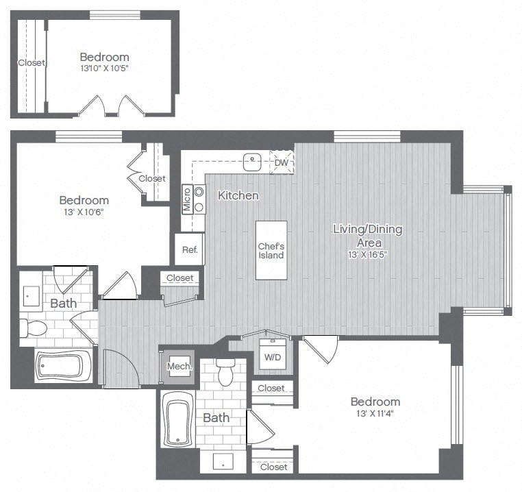 2 Bed/2 Bath-B6A floor plan