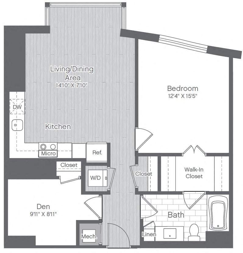 1 Bed/1 Bath Den-B5B floor plan