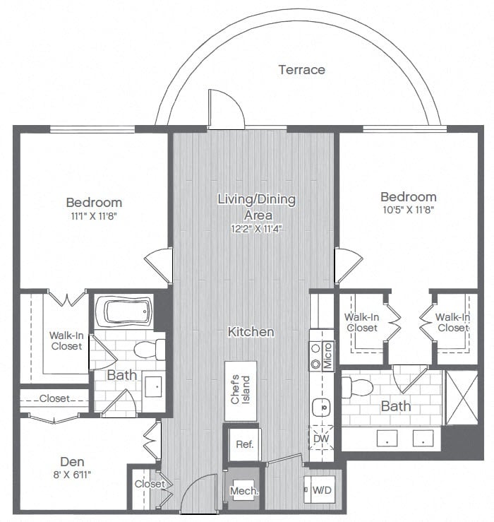 2 Bed/2 Bath Den-B13 floor plan