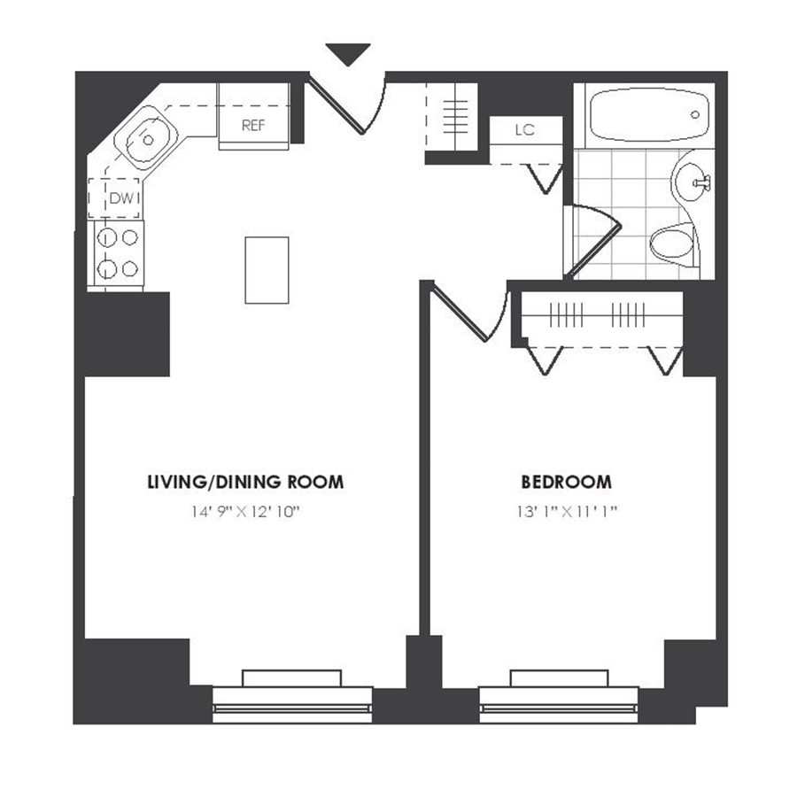 1 Bedroom PH Residence E floor plan