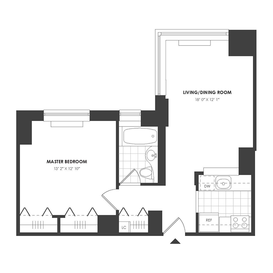 1 Bedroom - Residence M floor plan