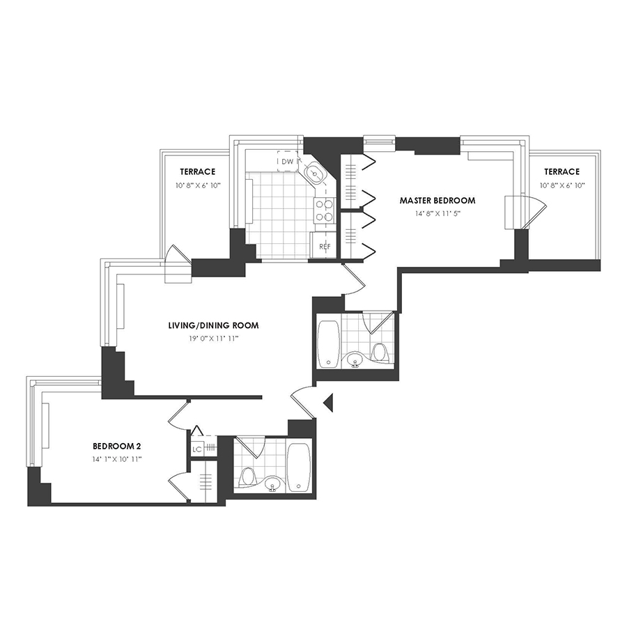 2 Bedroom - Residence B floor plan