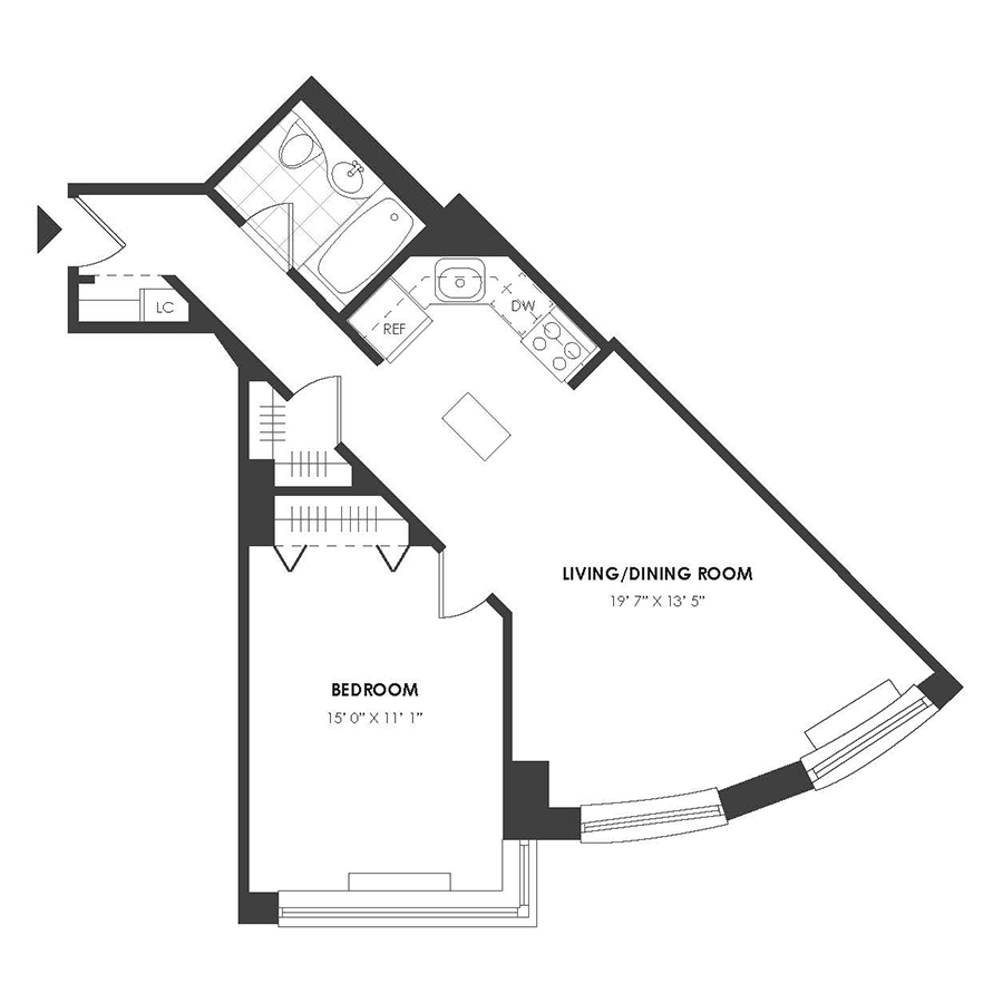 1 Bedroom - Residence G floor plan
