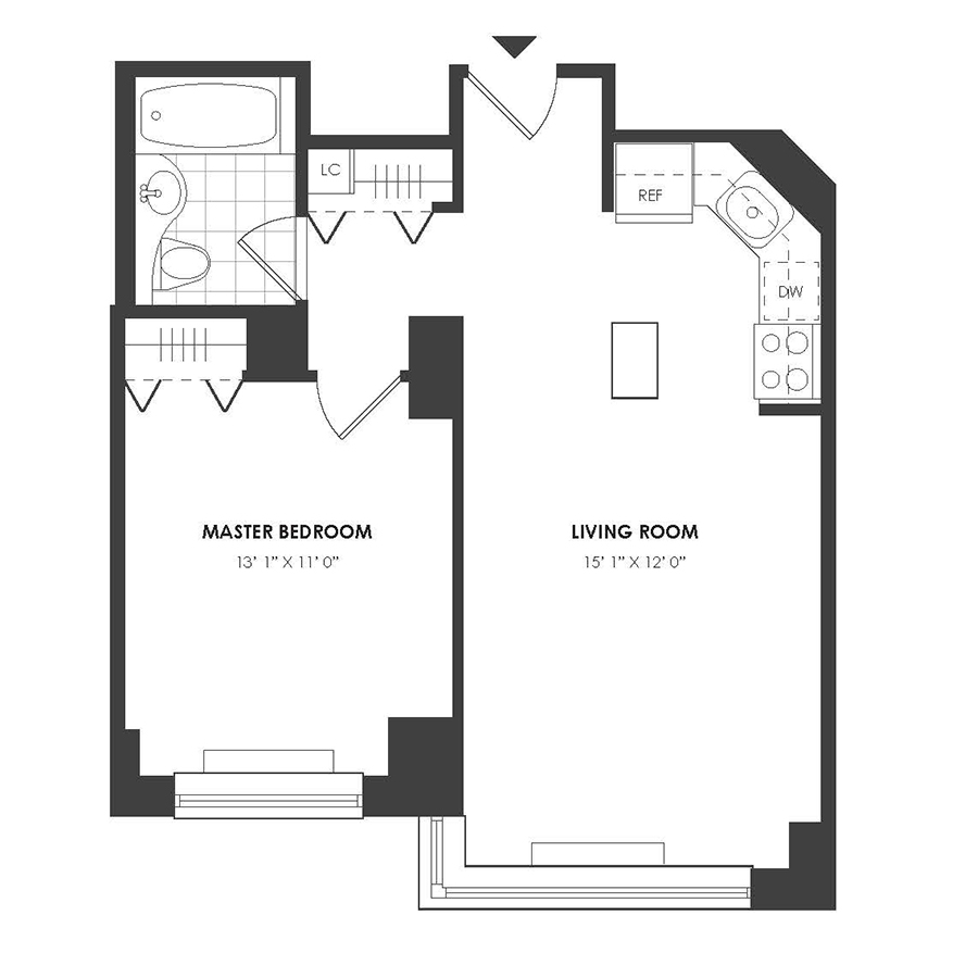 1 Bedroom - Residence H floor plan
