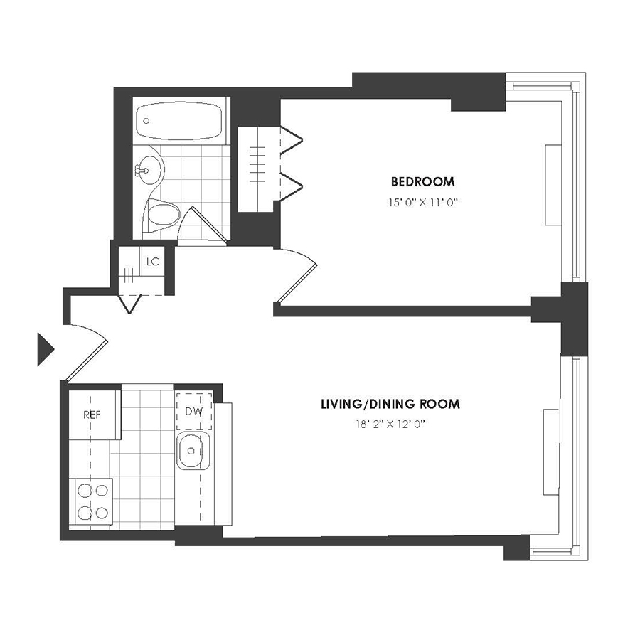 1 Bedroom - Residence D floor plan