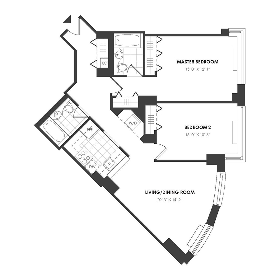 2 Bedroom - Residence F floor plan