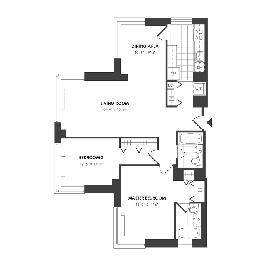 2 Bedroom - Residence K floor plan