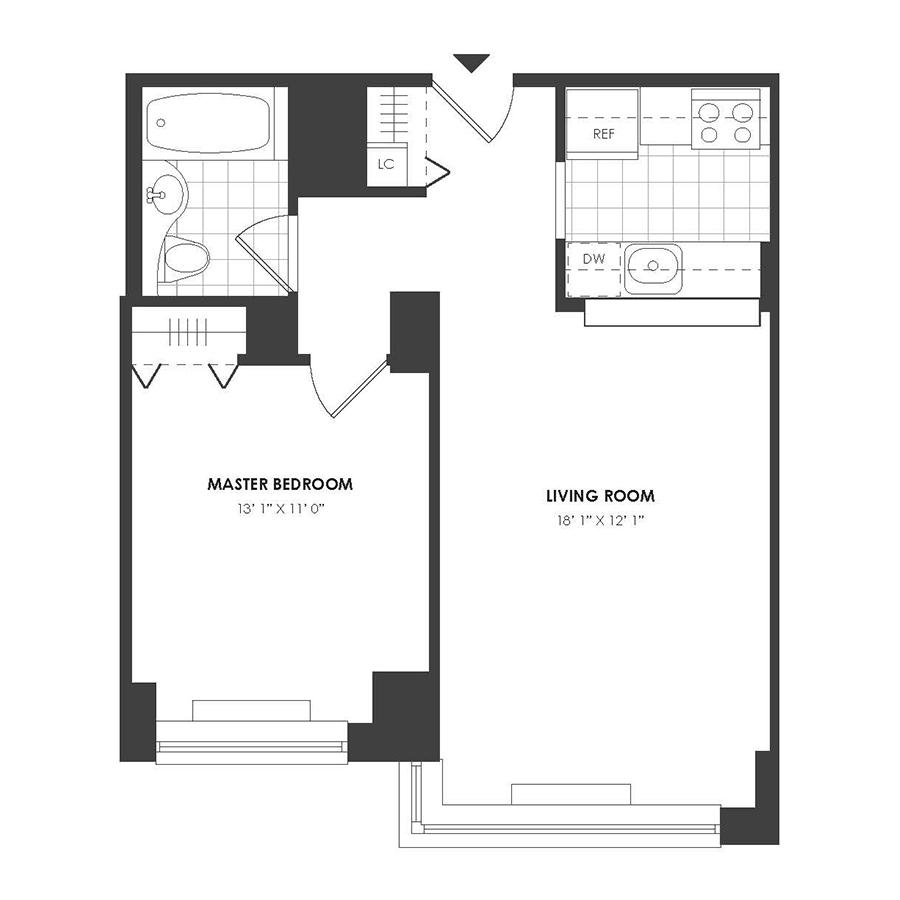1 Bedroom - Residence J floor plan
